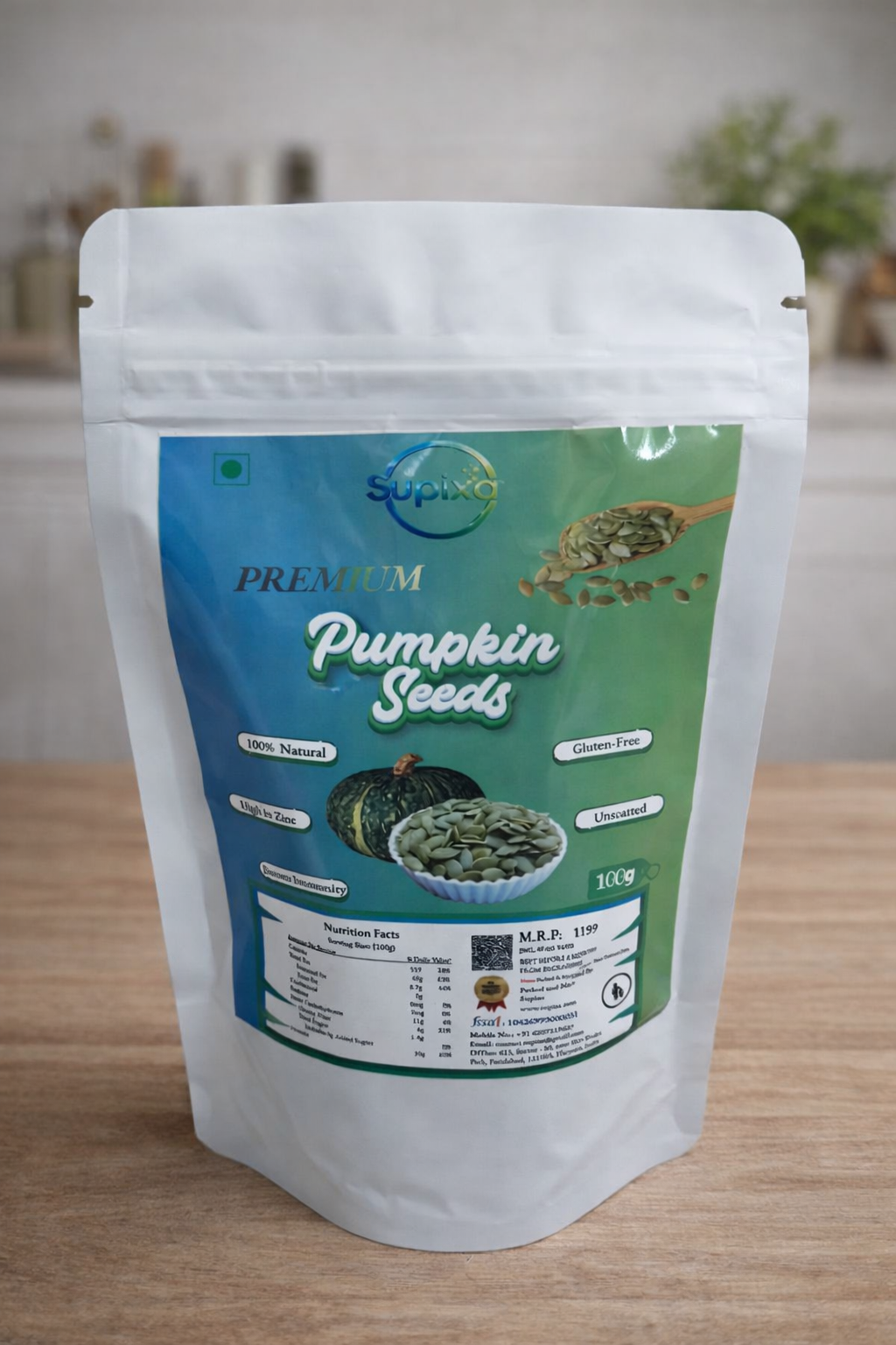 Supixa Premium Raw Pumpkin Seeds – AAA Grade & Zinc Rich | 100g, 200g