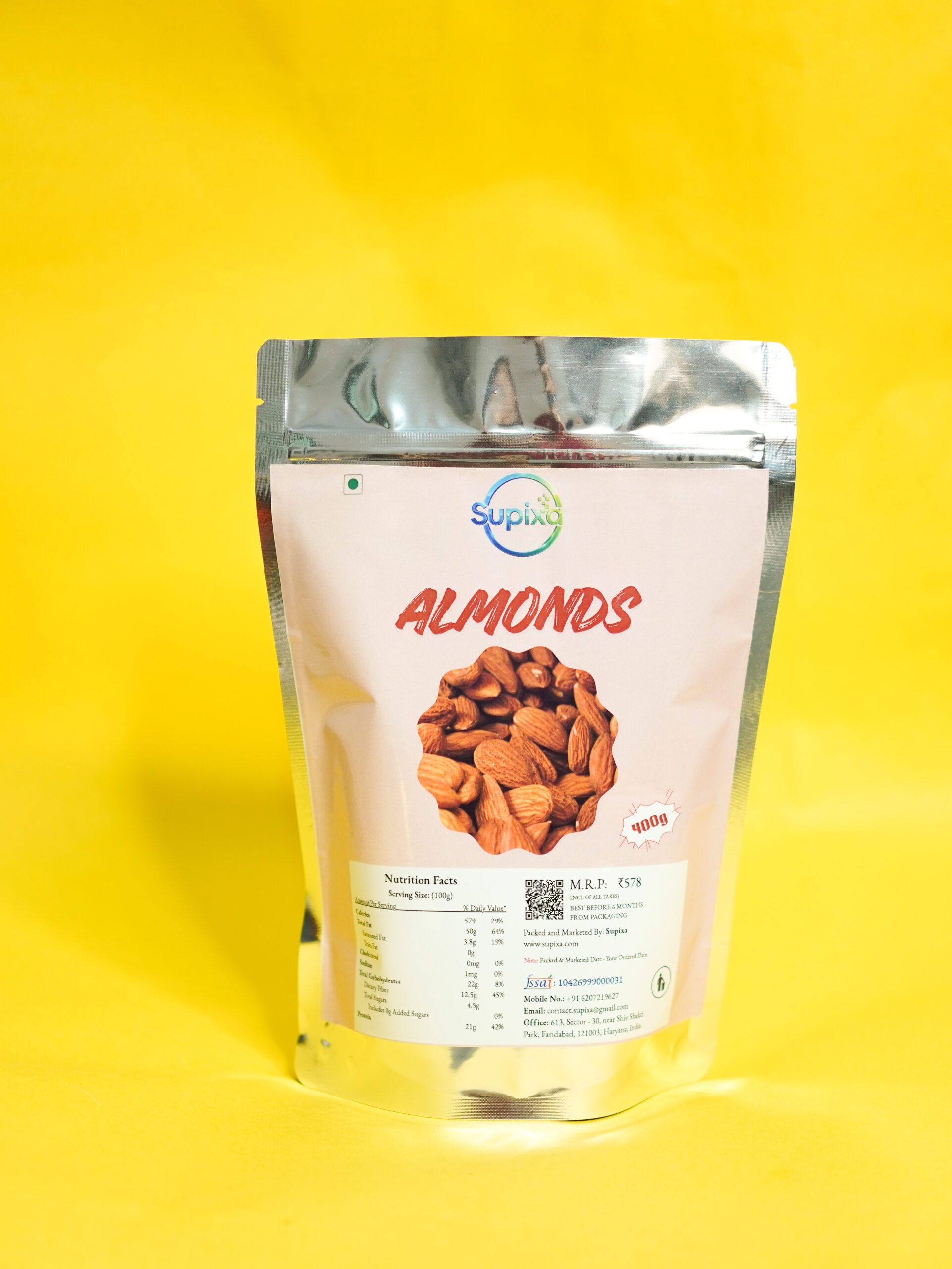 Supixa Almonds (Badam) – Normal Daily Pack | 200g, 400g