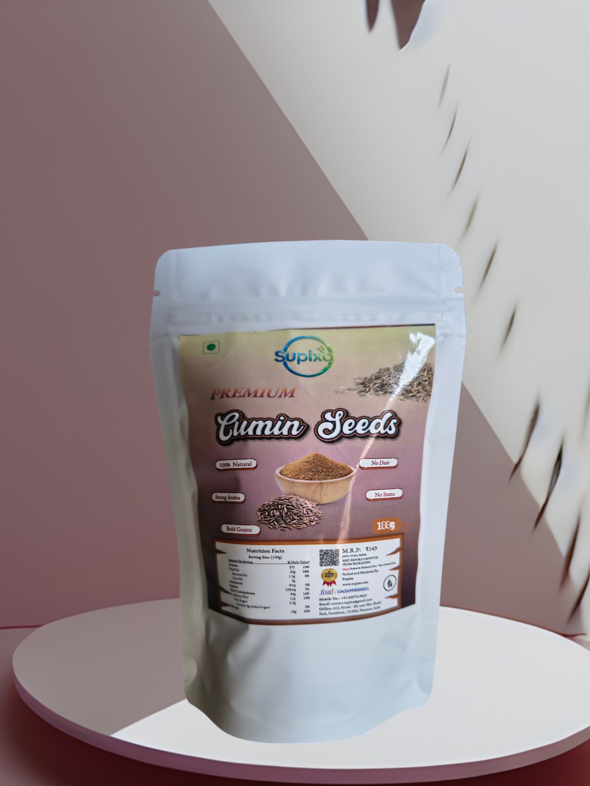 Supixa Premium Cumin Seeds (Jeera) – 100g & 200g | Bold & Aromatic