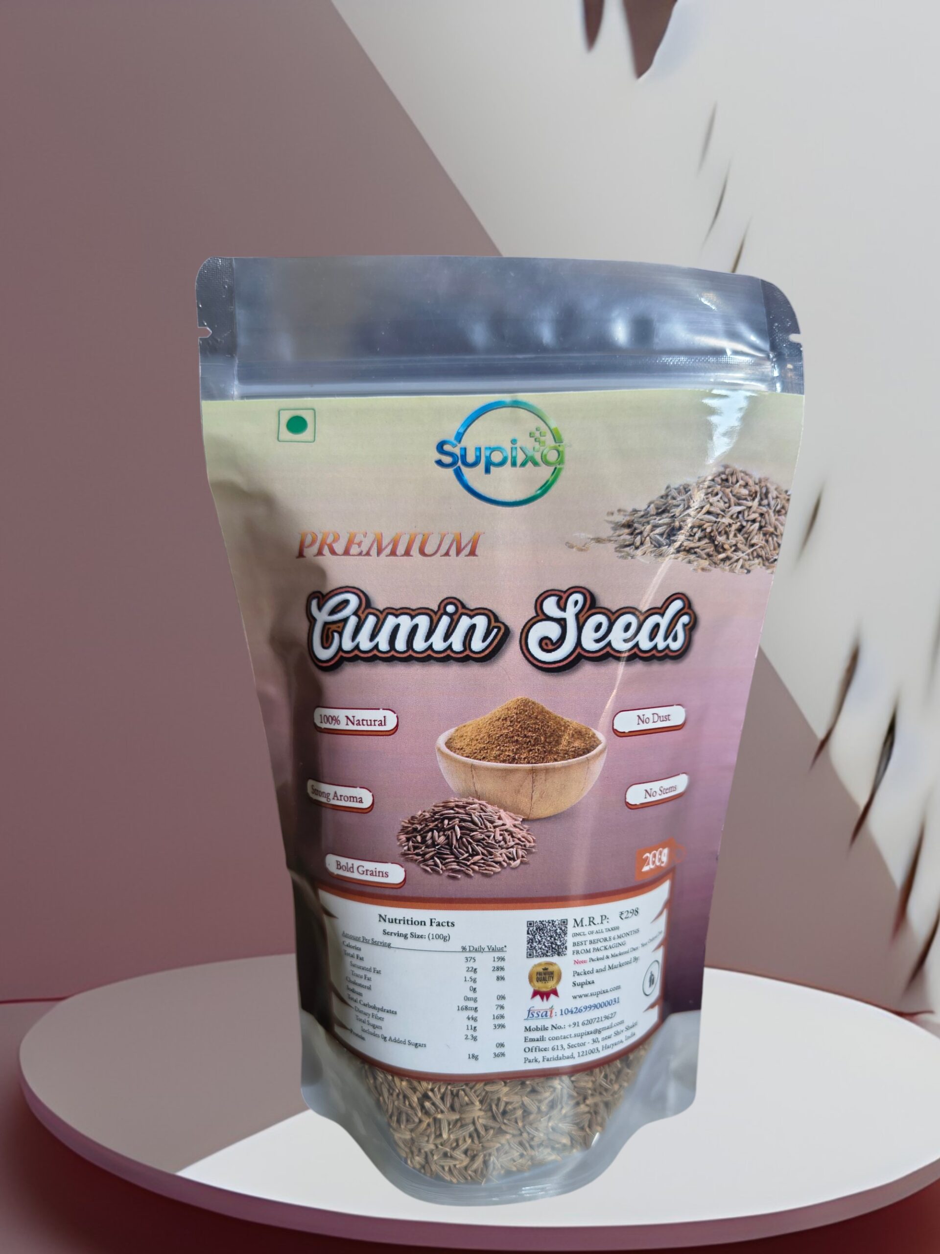 Supixa Premium Cumin Seeds (Jeera) – 100g & 200g | Bold & Aromatic