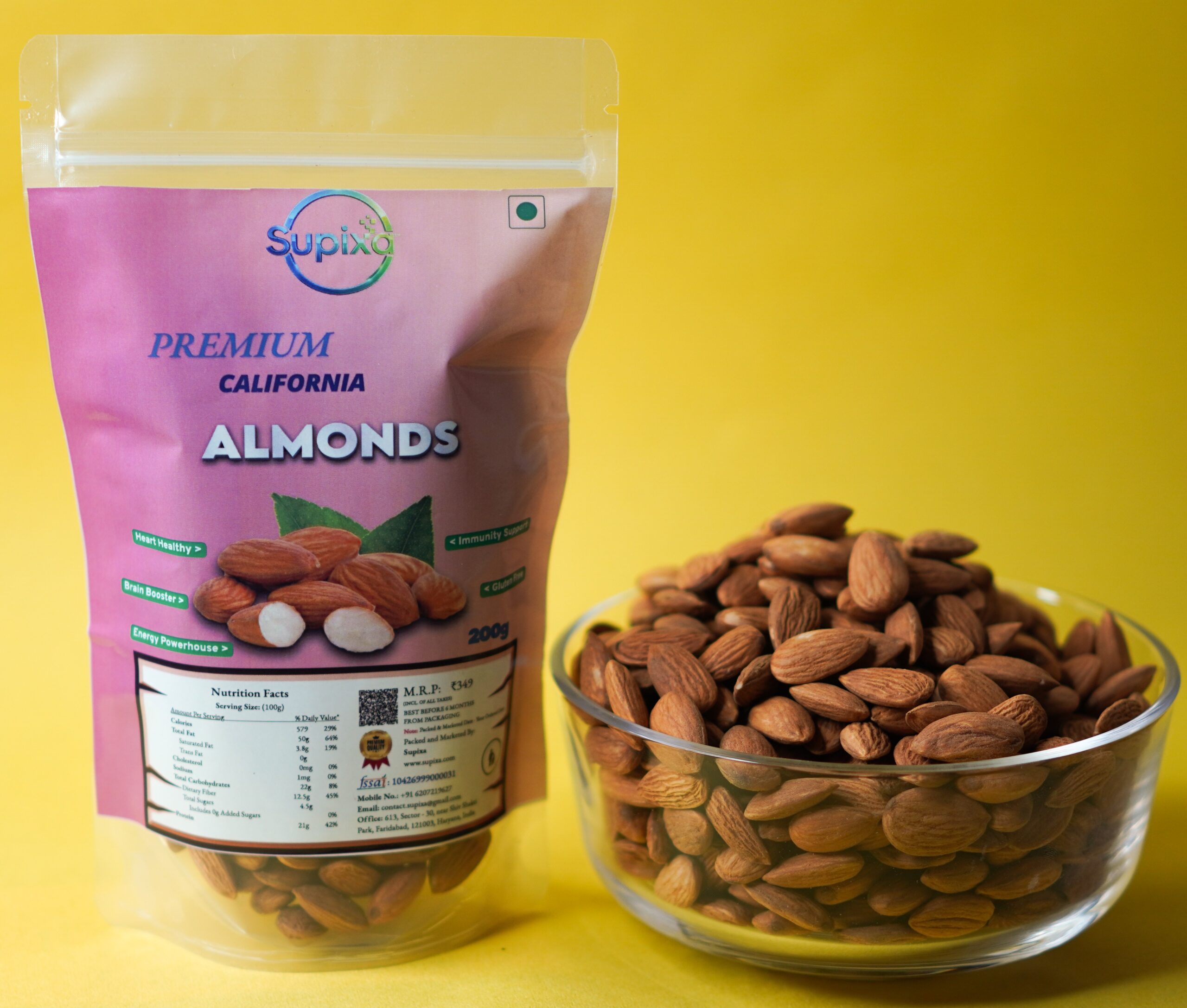 Supixa Premium Dry Fruits Combo – Jumbo Almonds, Cashews, Raisins | 3 x 200g