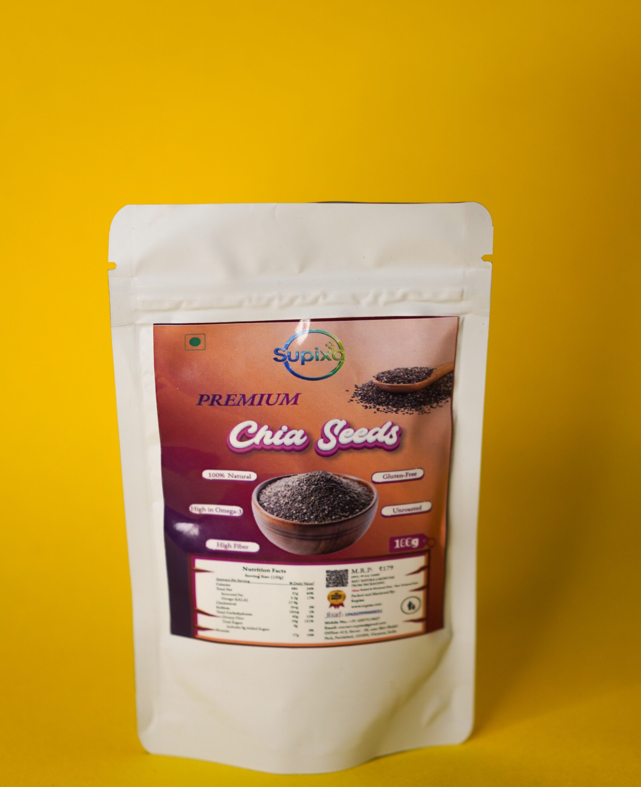 Supixa Premium Raw Chia Seeds – High Fiber & Omega-3 | 100g, 200g