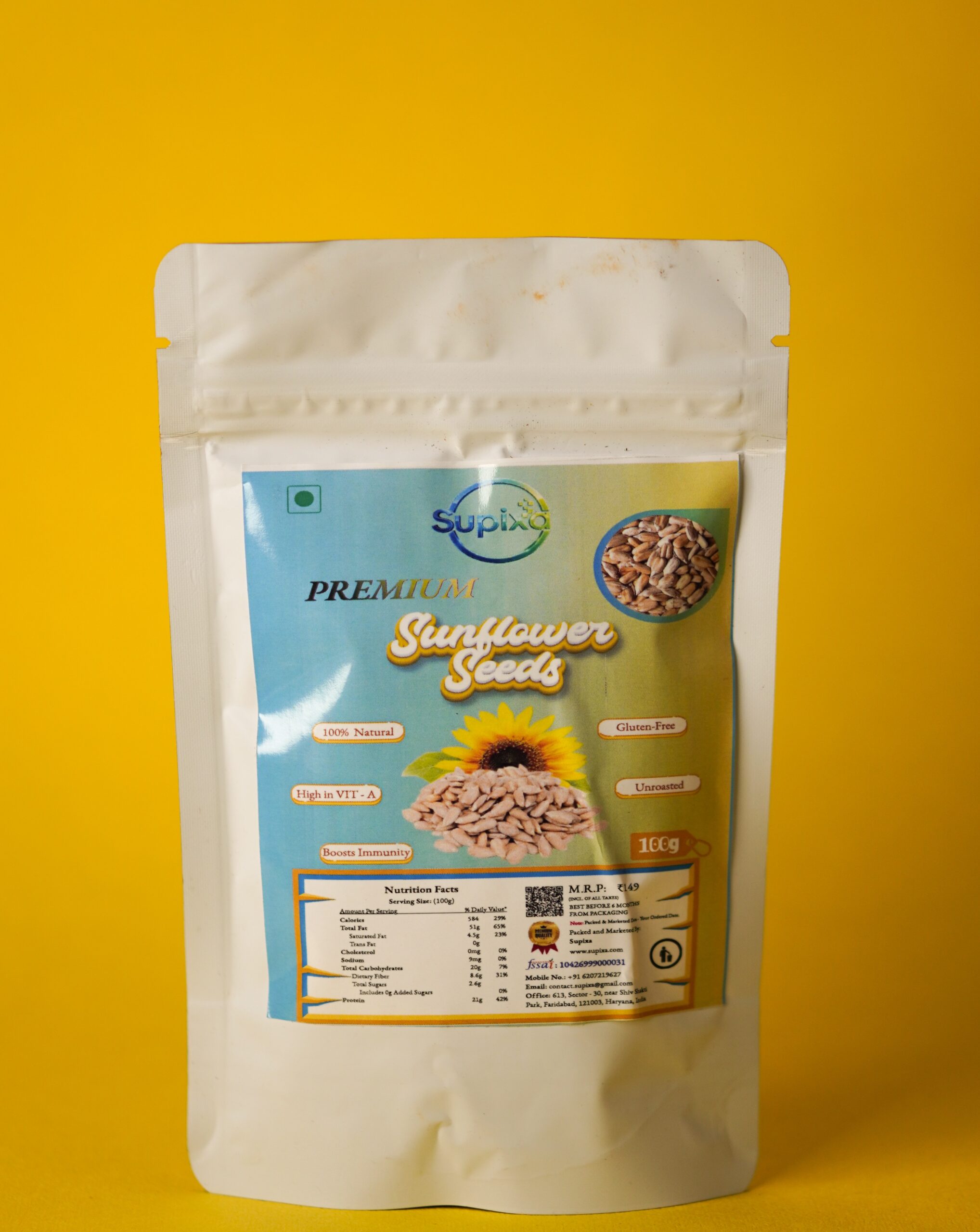 Supixa Premium Raw Sunflower Seeds – Vitamin E Rich | 100g, 200g