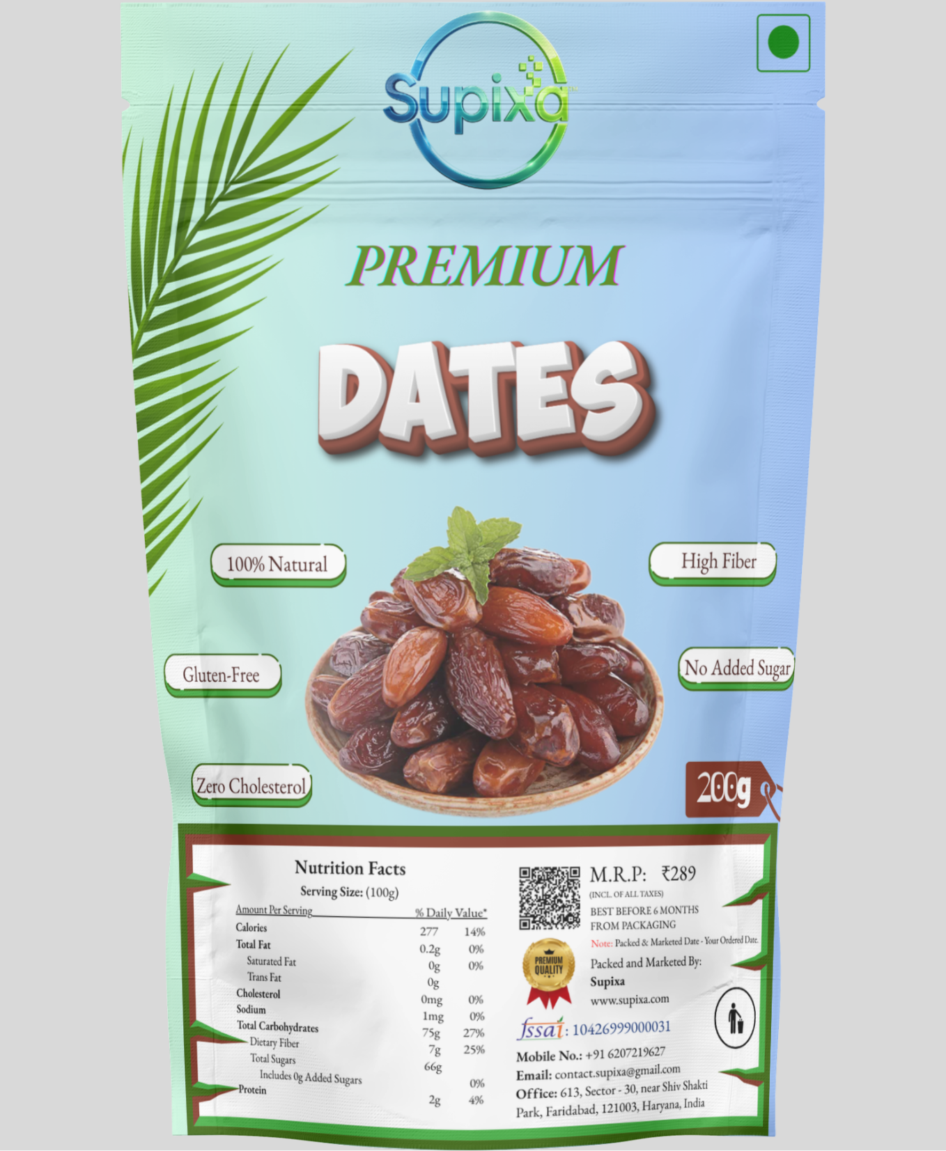 Supixa Premium Dates (Khajoor) – Natural & Fleshy | 200g, 400g, 800g