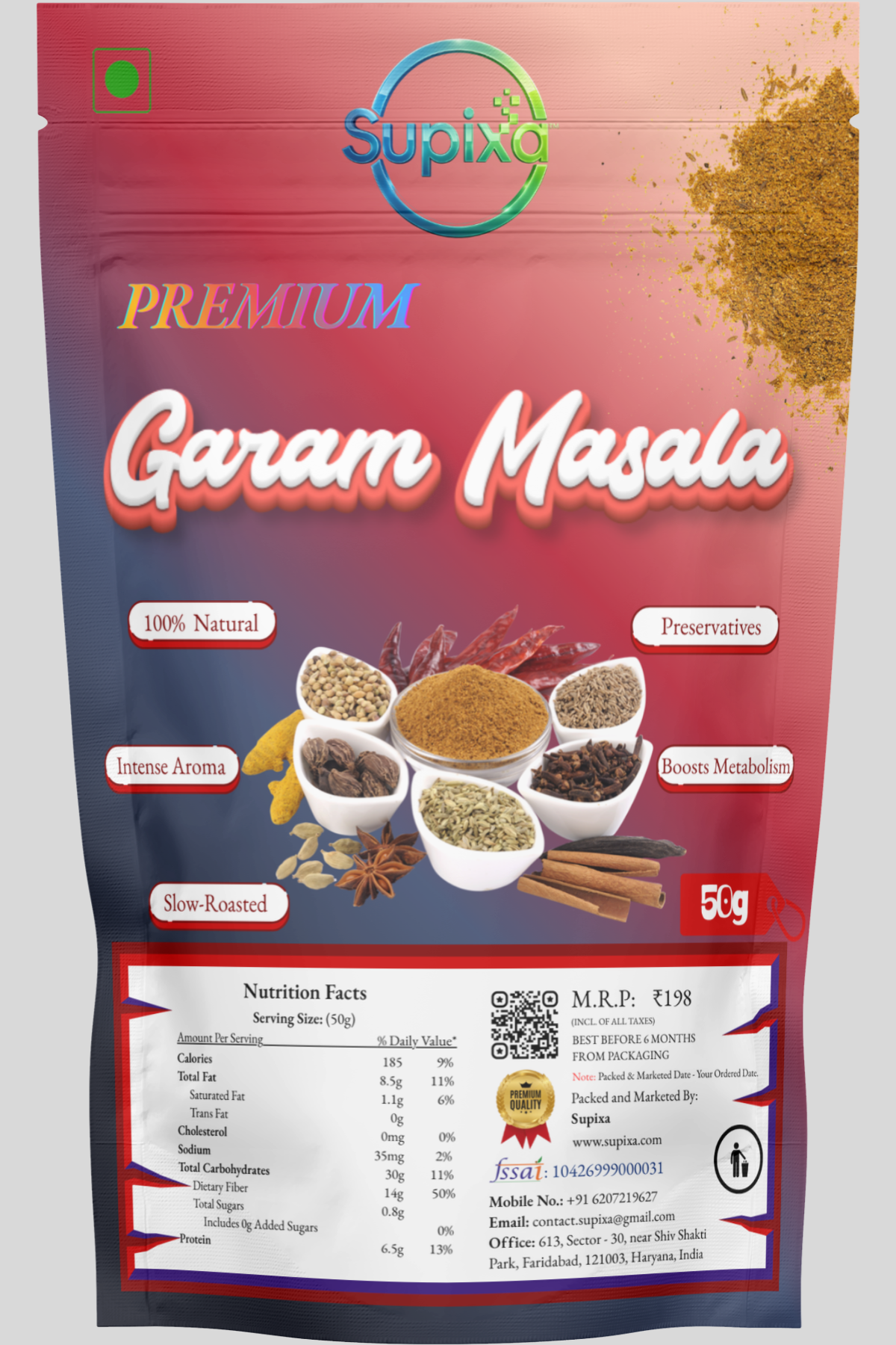 Supixa Authentic Garam Masala Powder – 50g & 100g | Freshly Ground & Aromatic