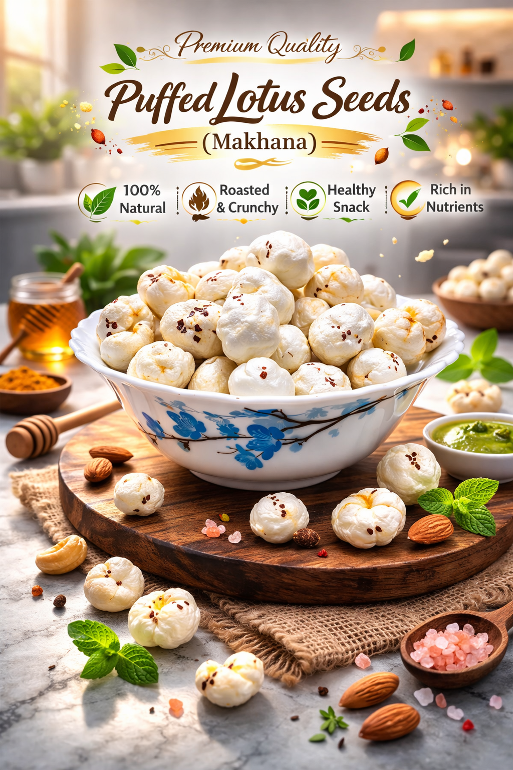 Supixa Premium Phool Makhana (Fox Nuts) – Big & Crunchy | 100g, 200g