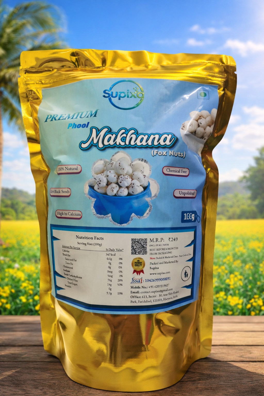 Supixa Premium Phool Makhana (Fox Nuts) – Big & Crunchy | 100g, 200g