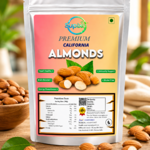 Supixa Premium California Almonds (Badam) – Crispy & Sweet | 200g, 400g, 800g