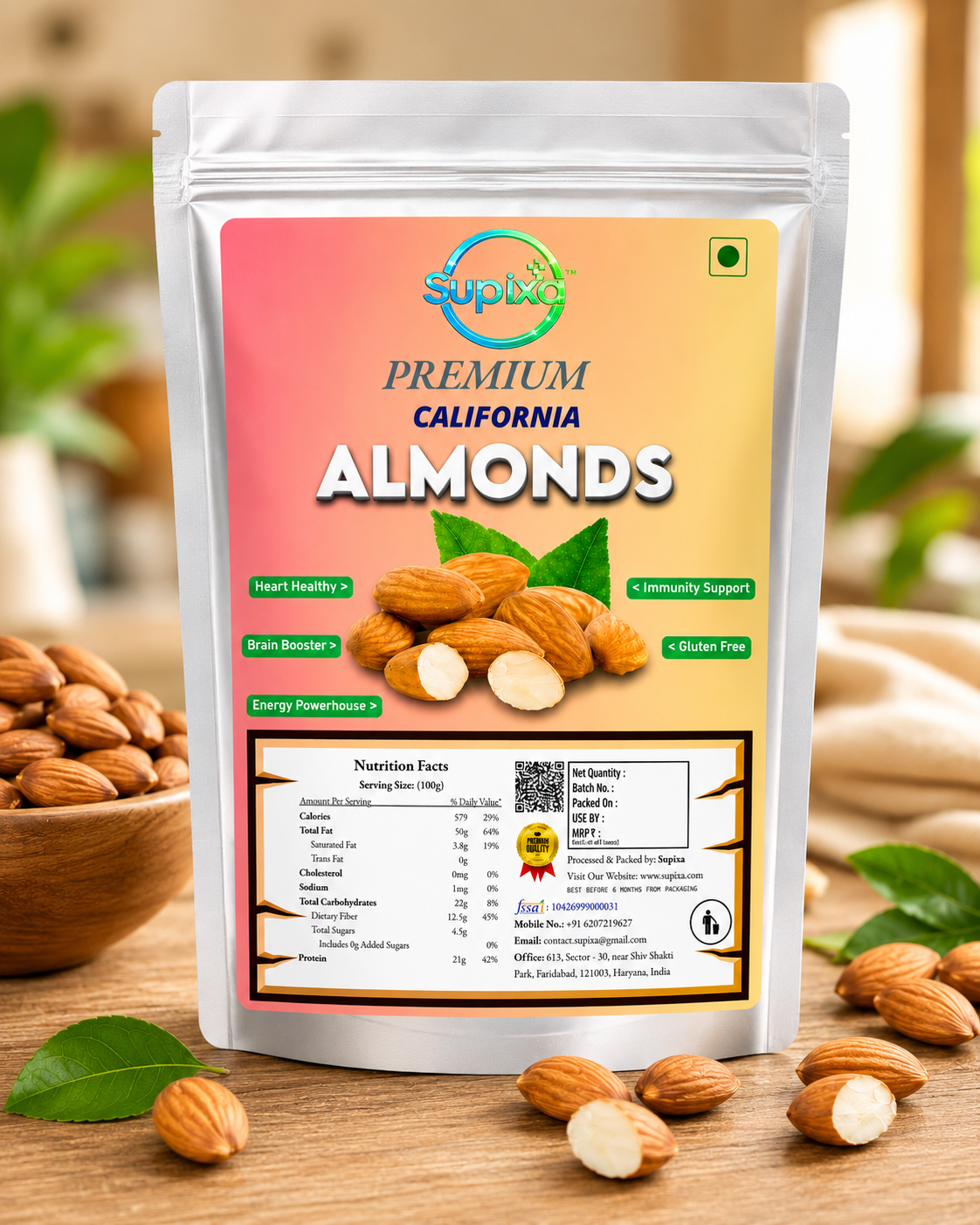 Premium Makhana & Jumbo Almonds Combo Pack - 200g | Supixa