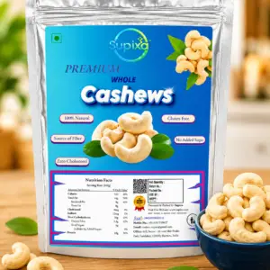 Supixa Premium Whole Cashews (Kaju) – Large, Sweet & Crunchy | 200g, 400g, 800g