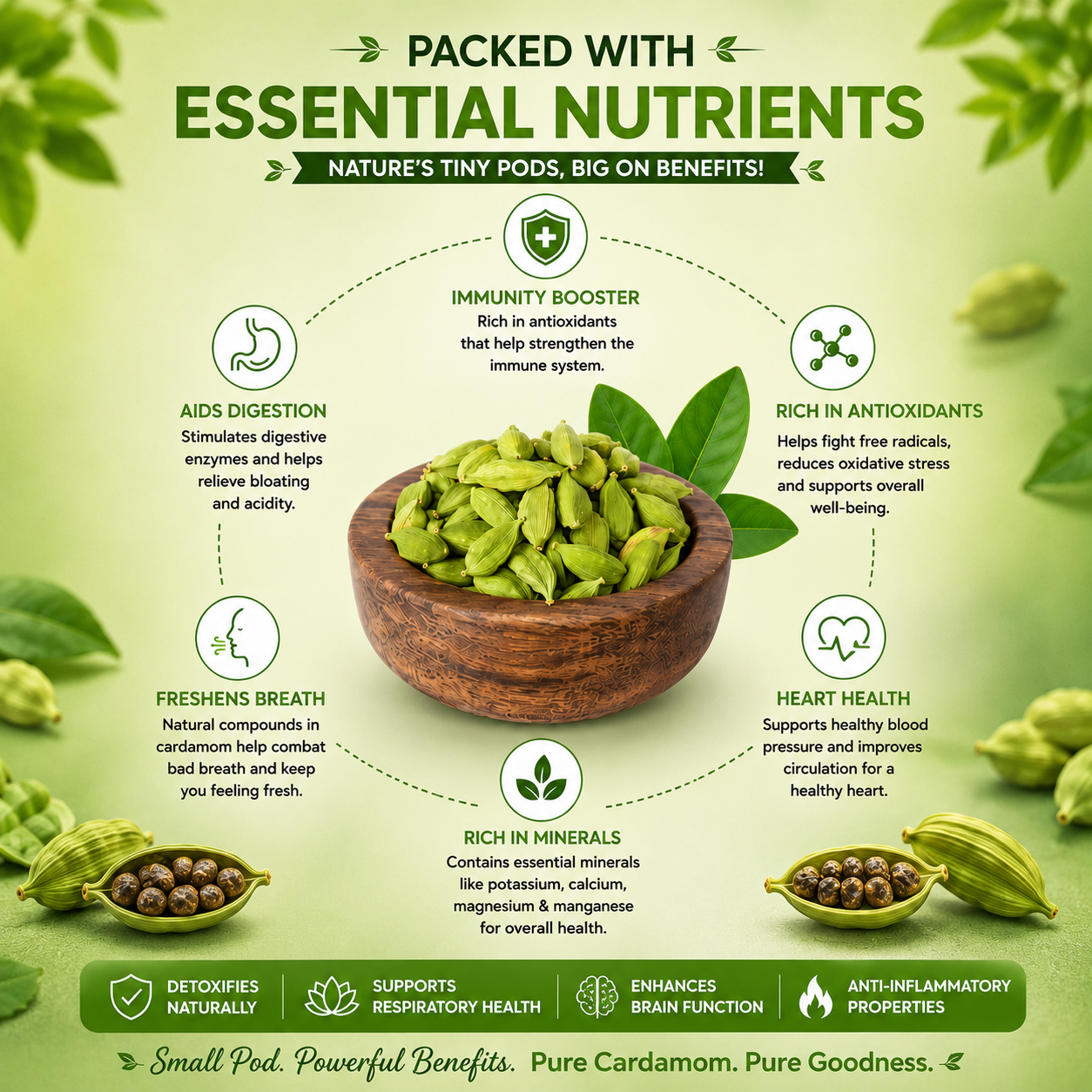 Supixa Premium Green Cardamom (Elaichi) 50g – Bold Pods & Intense Aroma
