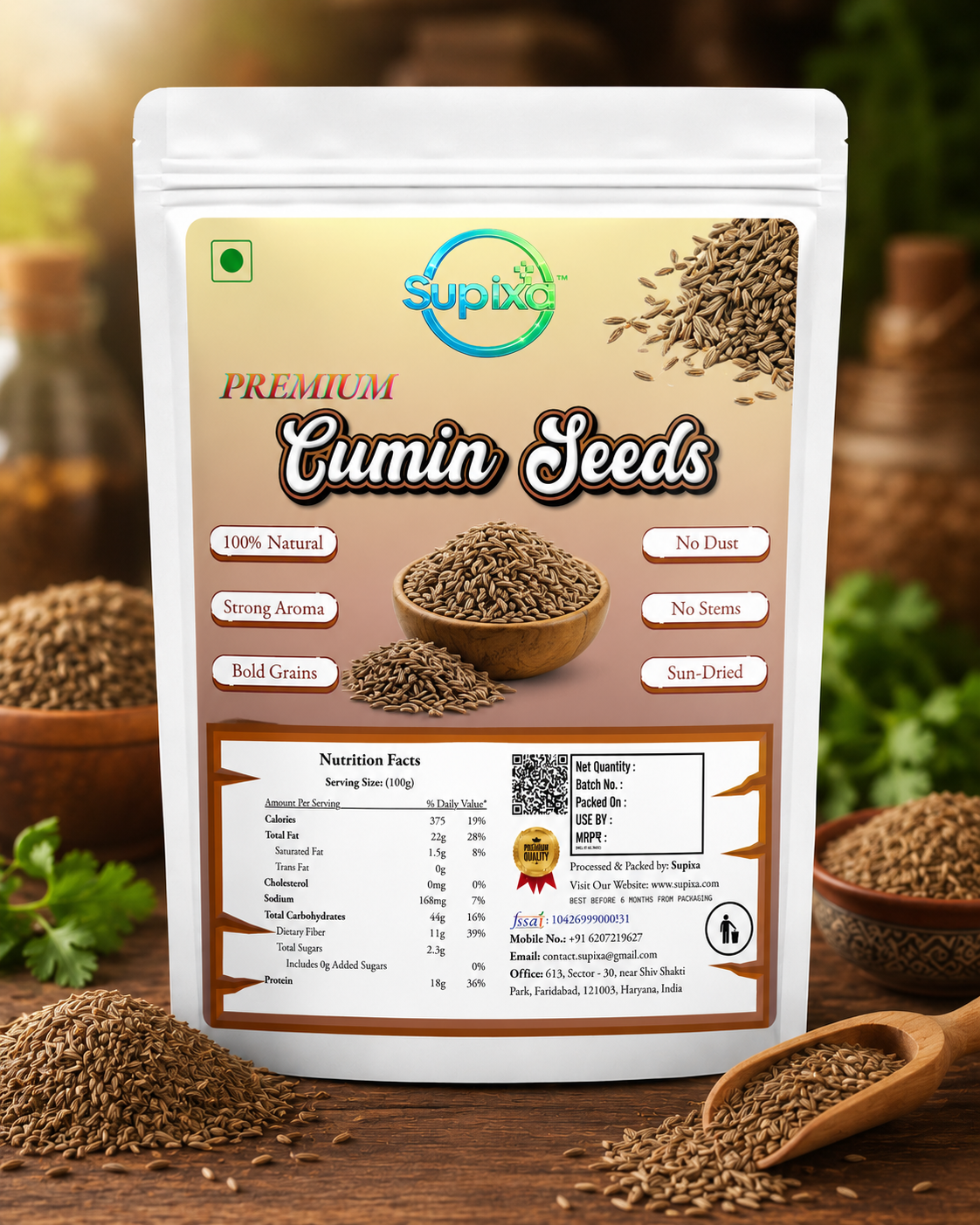 Supixa Premium Cumin Seeds (Jeera) – 100g & 200g | Bold & Aromatic