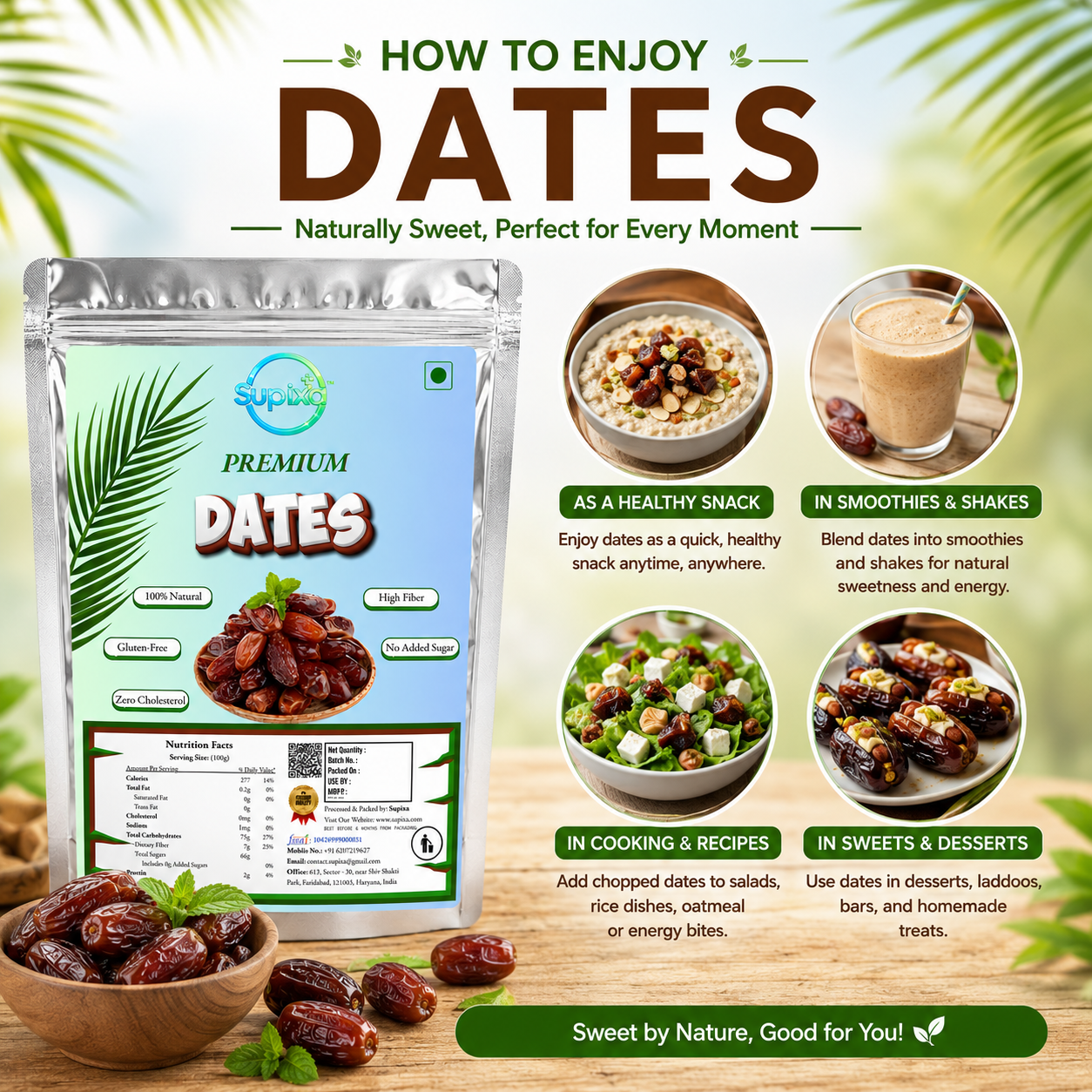 Supixa Premium Dates (Khajoor) – Natural & Fleshy | 200g, 400g, 800g