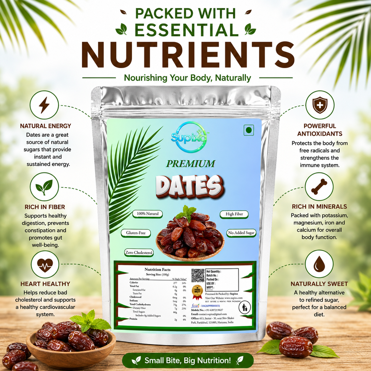 Supixa Premium Dates (Khajoor) – Natural & Fleshy | 200g, 400g, 800g