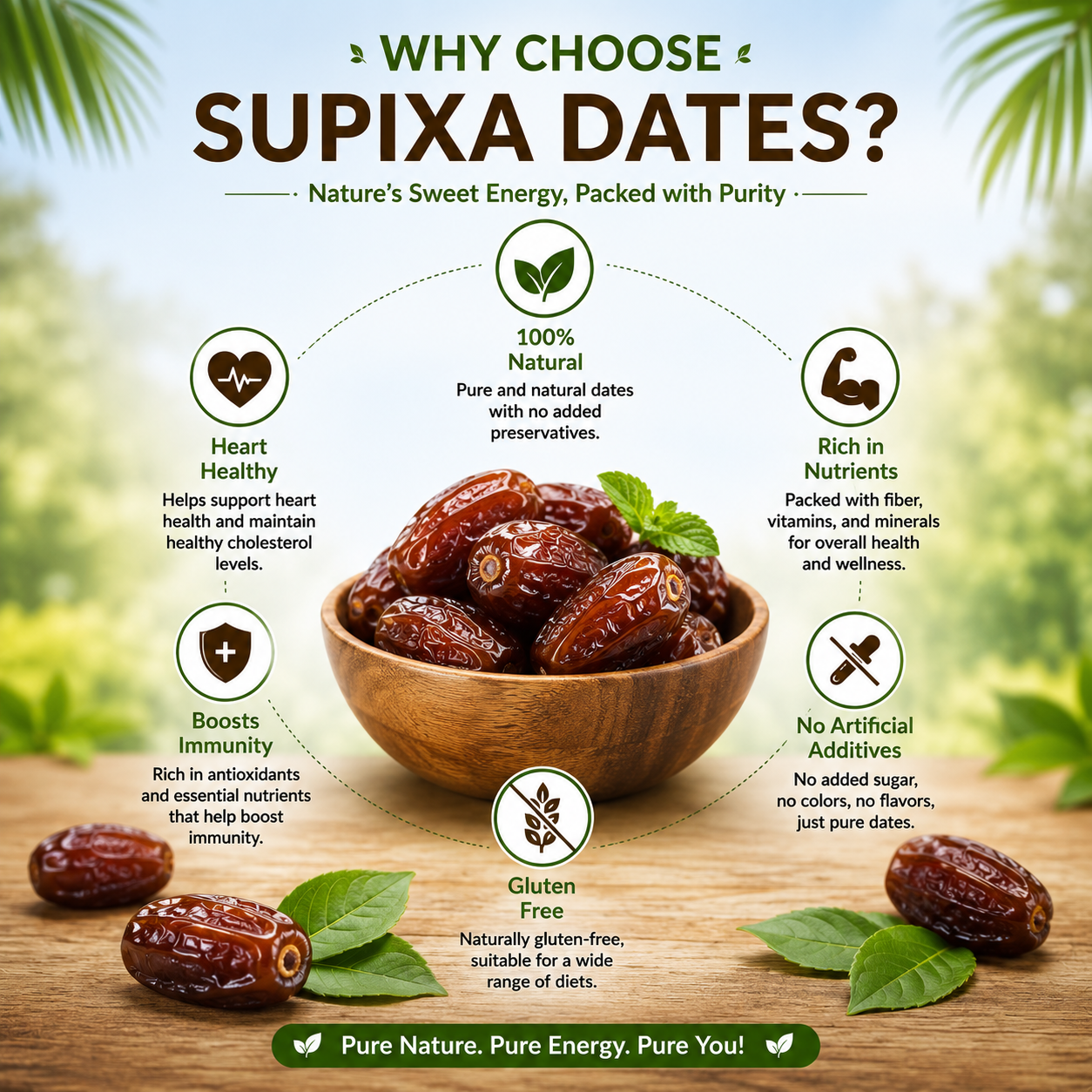Supixa Premium Dates (Khajoor) – Natural & Fleshy | 200g, 400g, 800g