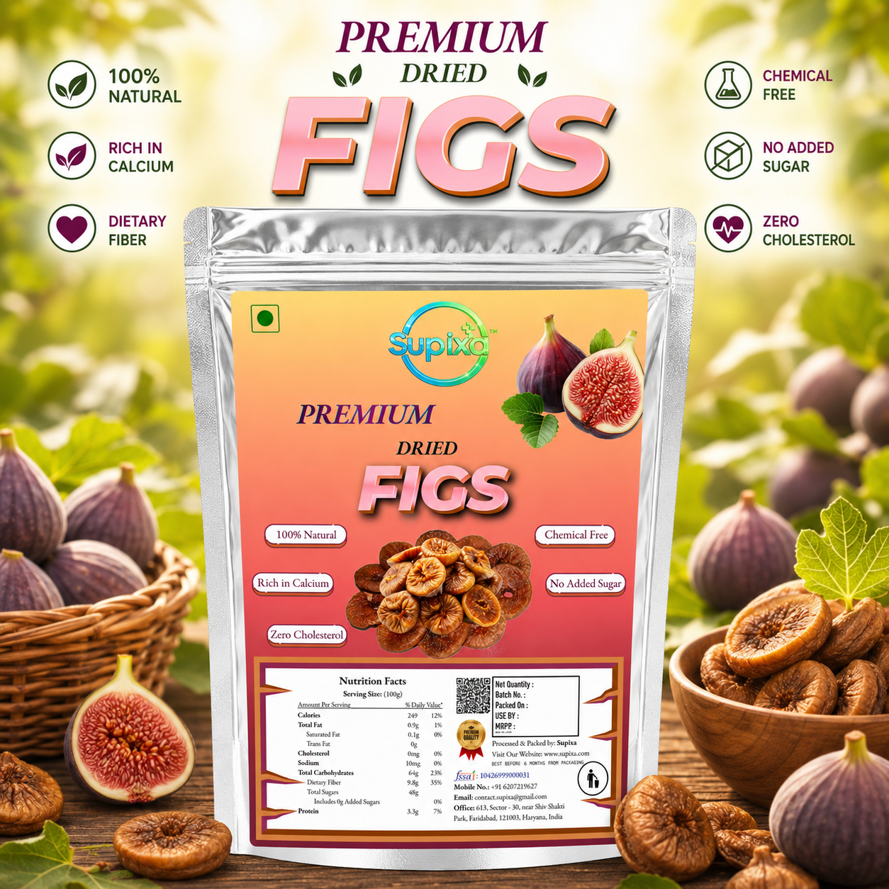 Supixa Premium Dried Figs (Anjeer) – Large & Chewy | 200g, 400g, 800g