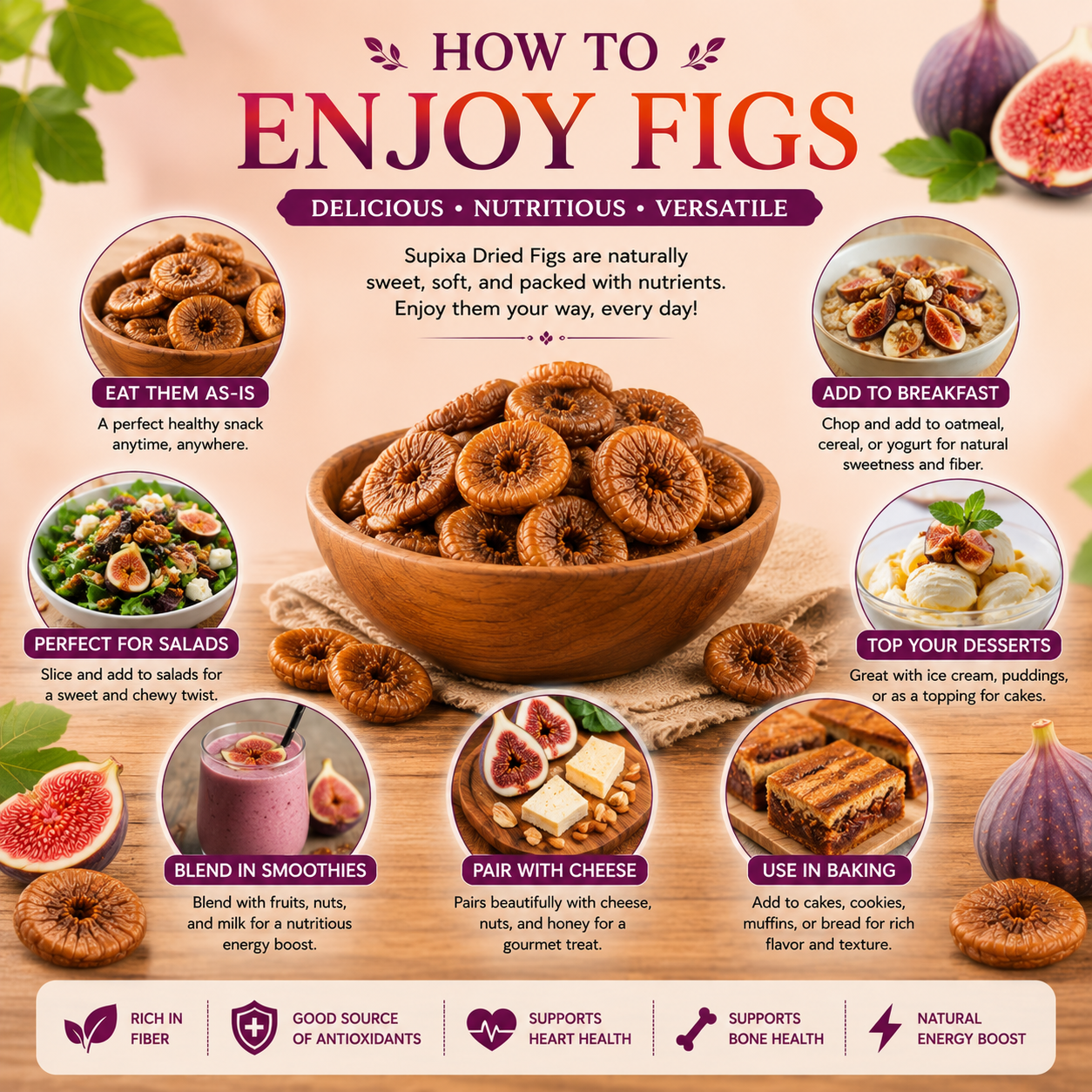 Supixa Premium Dried Figs (Anjeer) – Large & Chewy | 200g, 400g, 800g