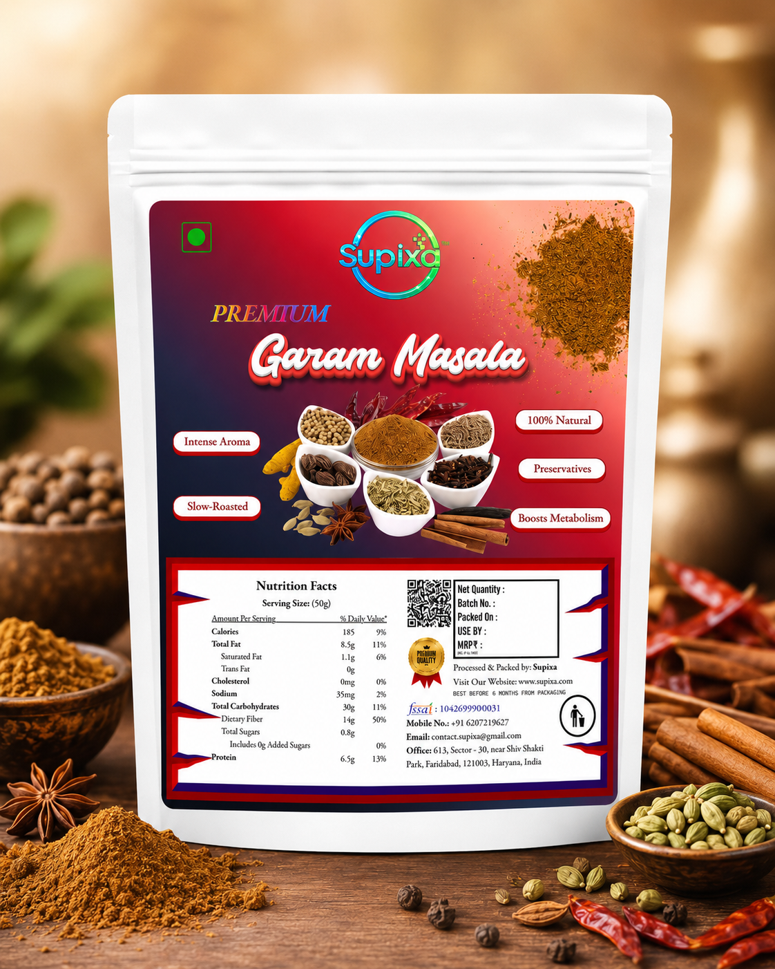 Supixa Authentic Garam Masala Powder – 50g & 100g | Freshly Ground & Aromatic