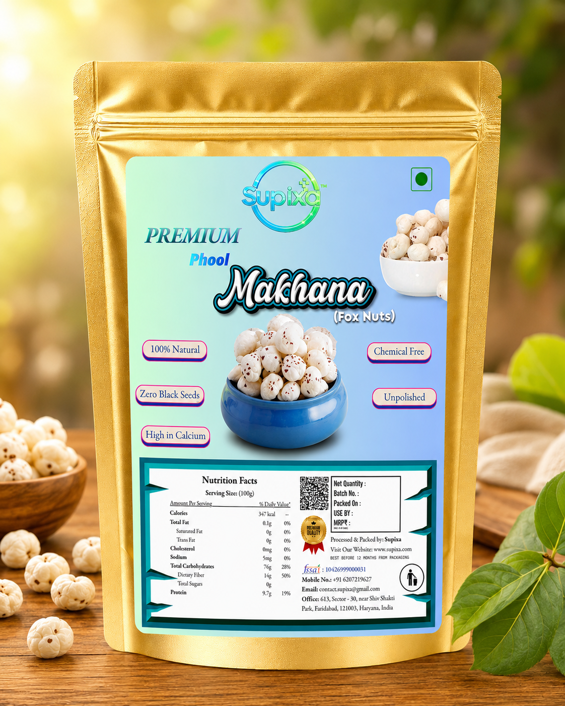 Premium Makhana & Jumbo Almonds Combo Pack - 200g | Supixa