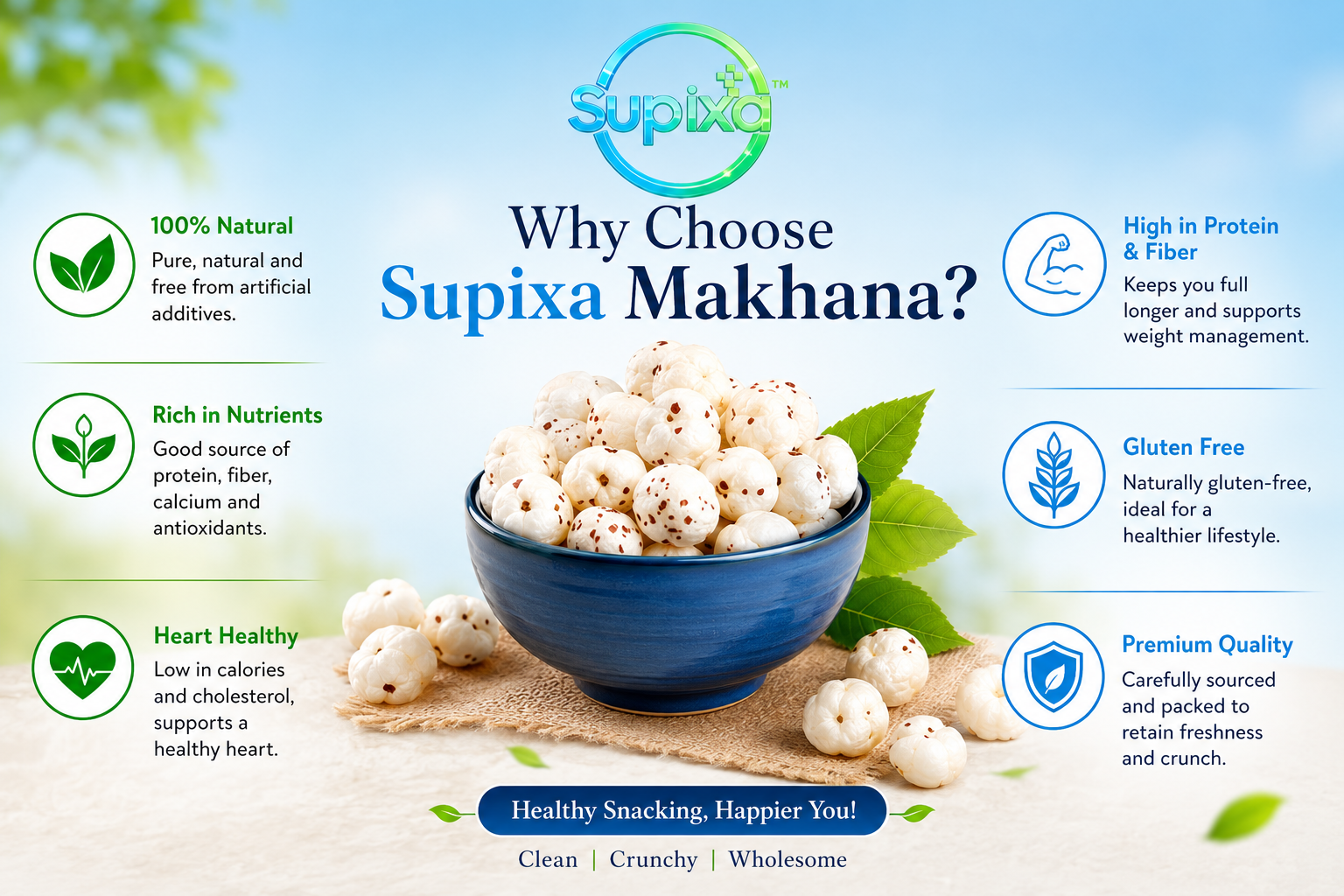 Premium Makhana & Jumbo Almonds Combo Pack - 200g | Supixa