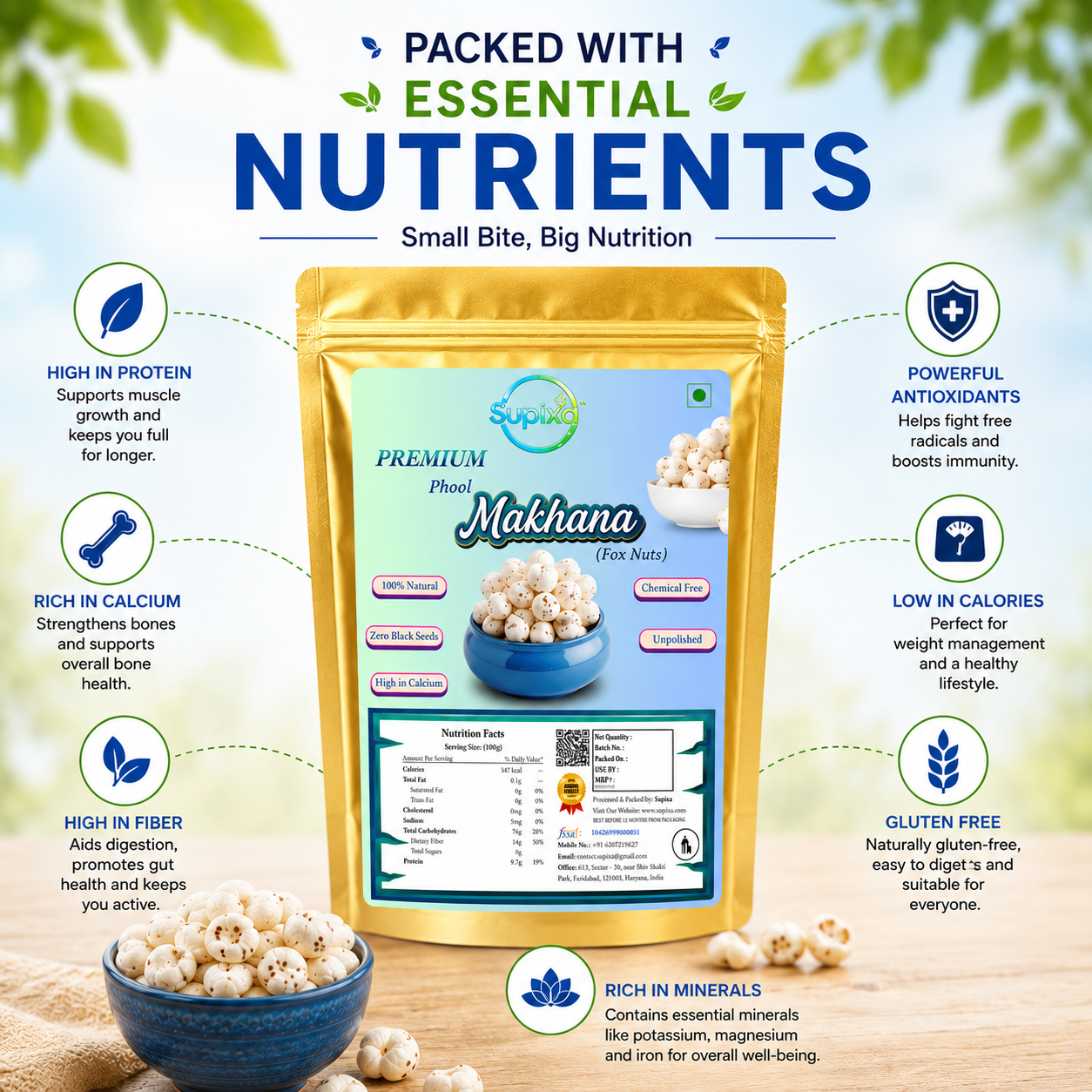 Premium Makhana & Jumbo Almonds Combo Pack - 200g | Supixa