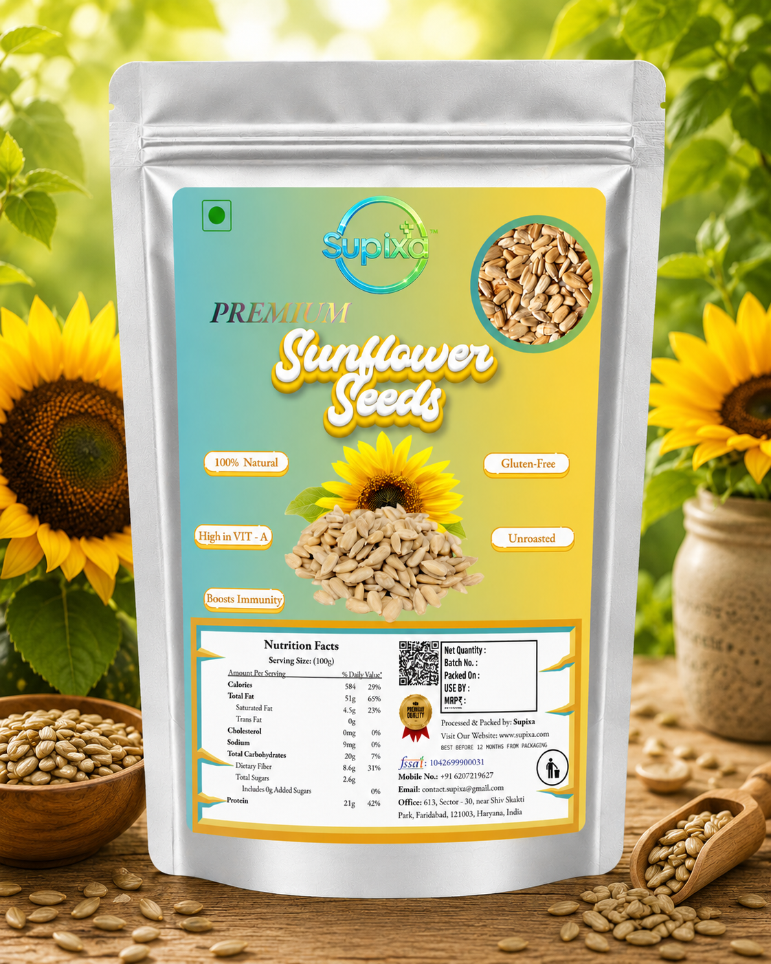 Supixa Premium Raw Sunflower Seeds – Vitamin E Rich | 100g, 200g