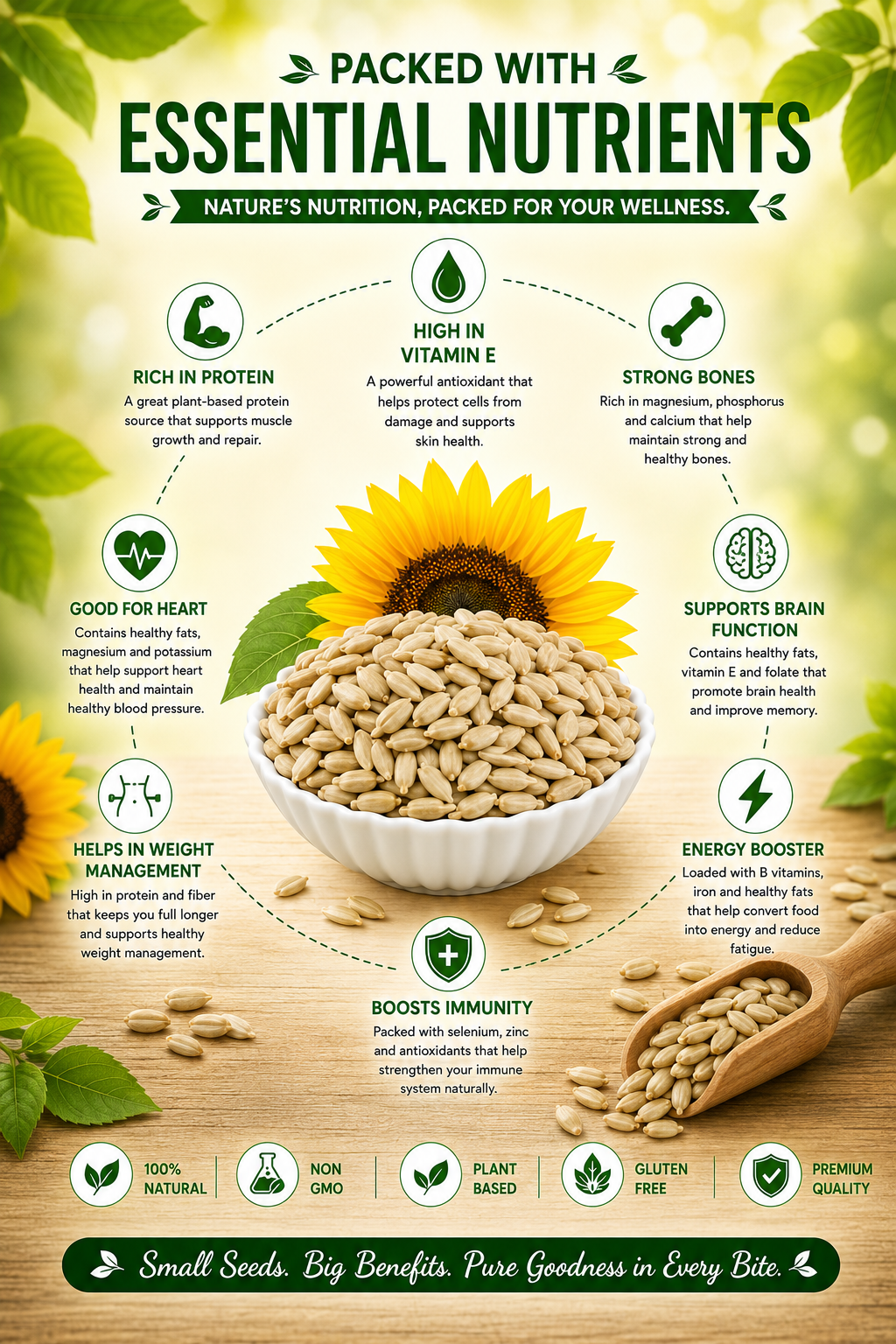 Supixa Premium Raw Sunflower Seeds – Vitamin E Rich | 100g, 200g