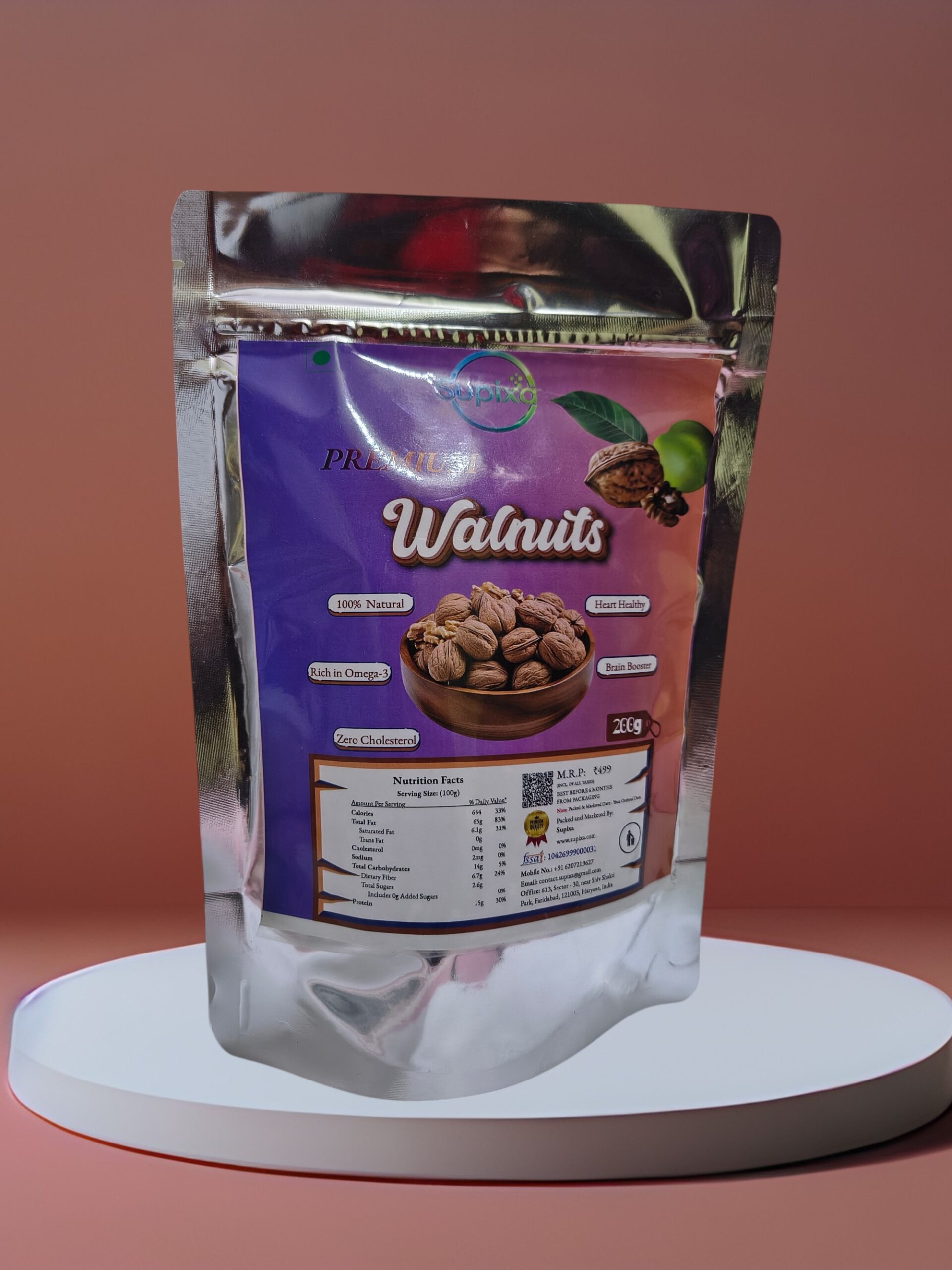 Supixa Premium Walnuts (Akhrot Halves) – Light & Sweet | 200g, 400g, 800g