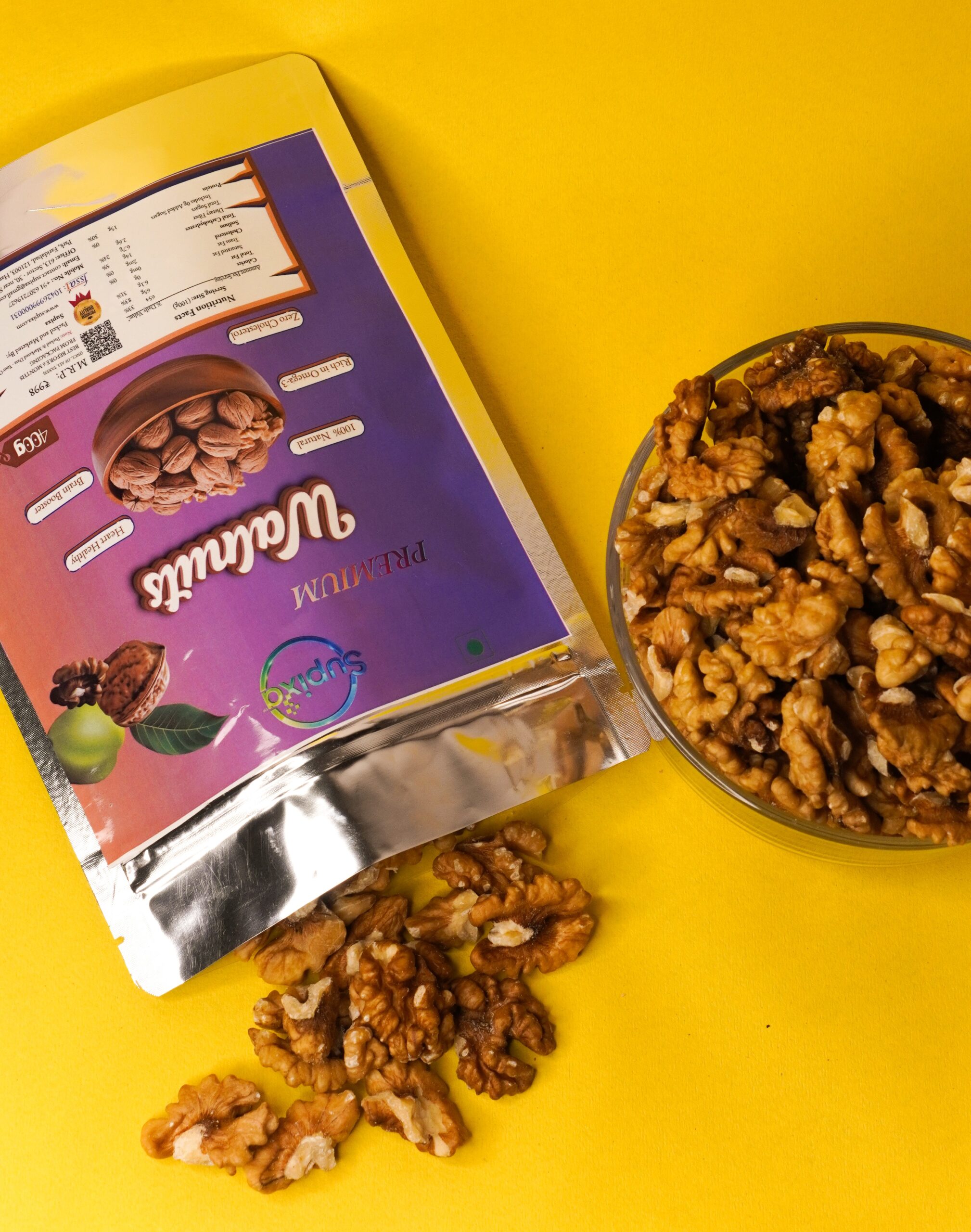 Supixa Premium Walnuts (Akhrot Halves) – Light & Sweet | 200g, 400g, 800g