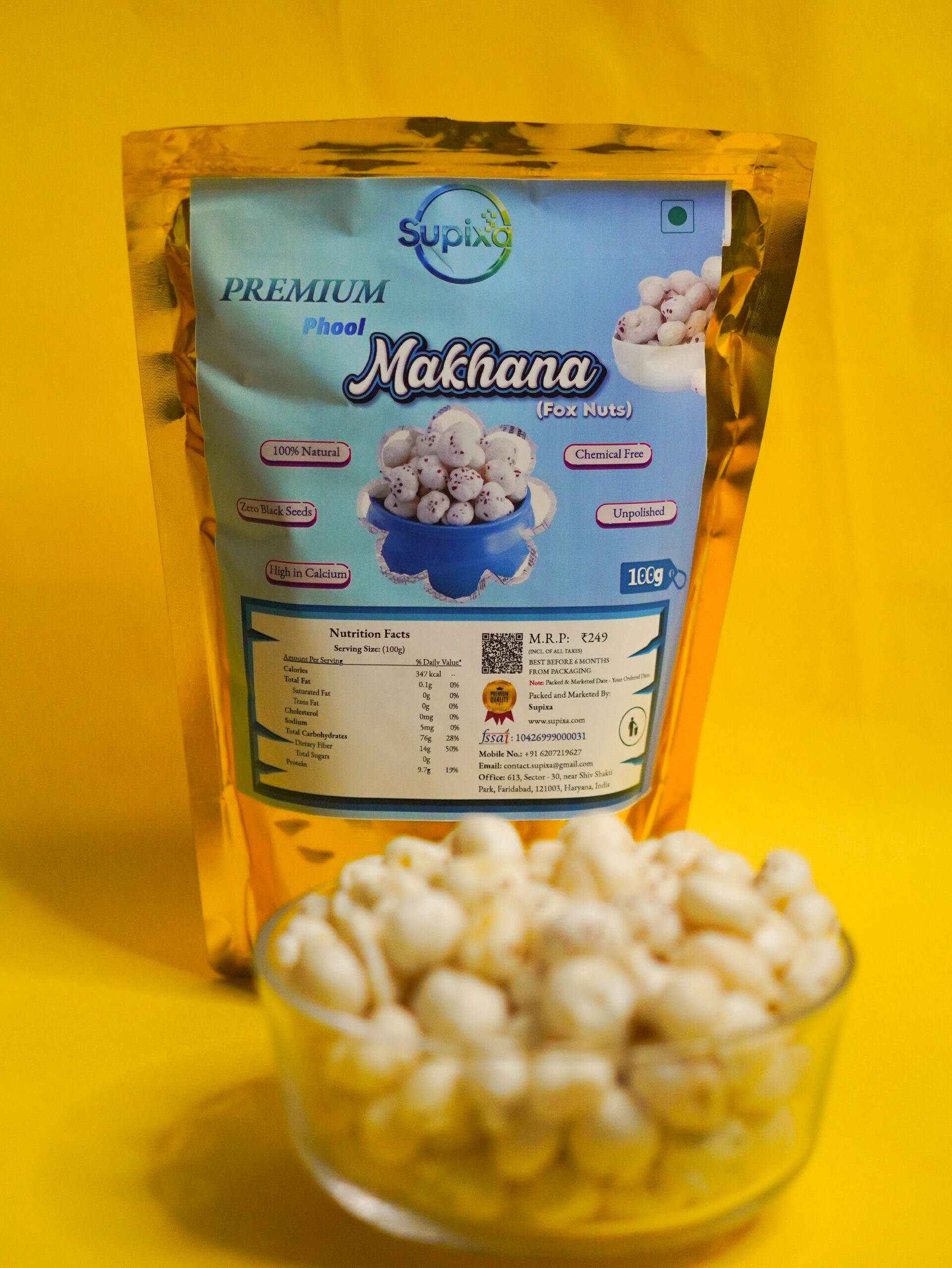 Supixa Premium Phool Makhana (Fox Nuts) – Big & Crunchy | 100g, 200g