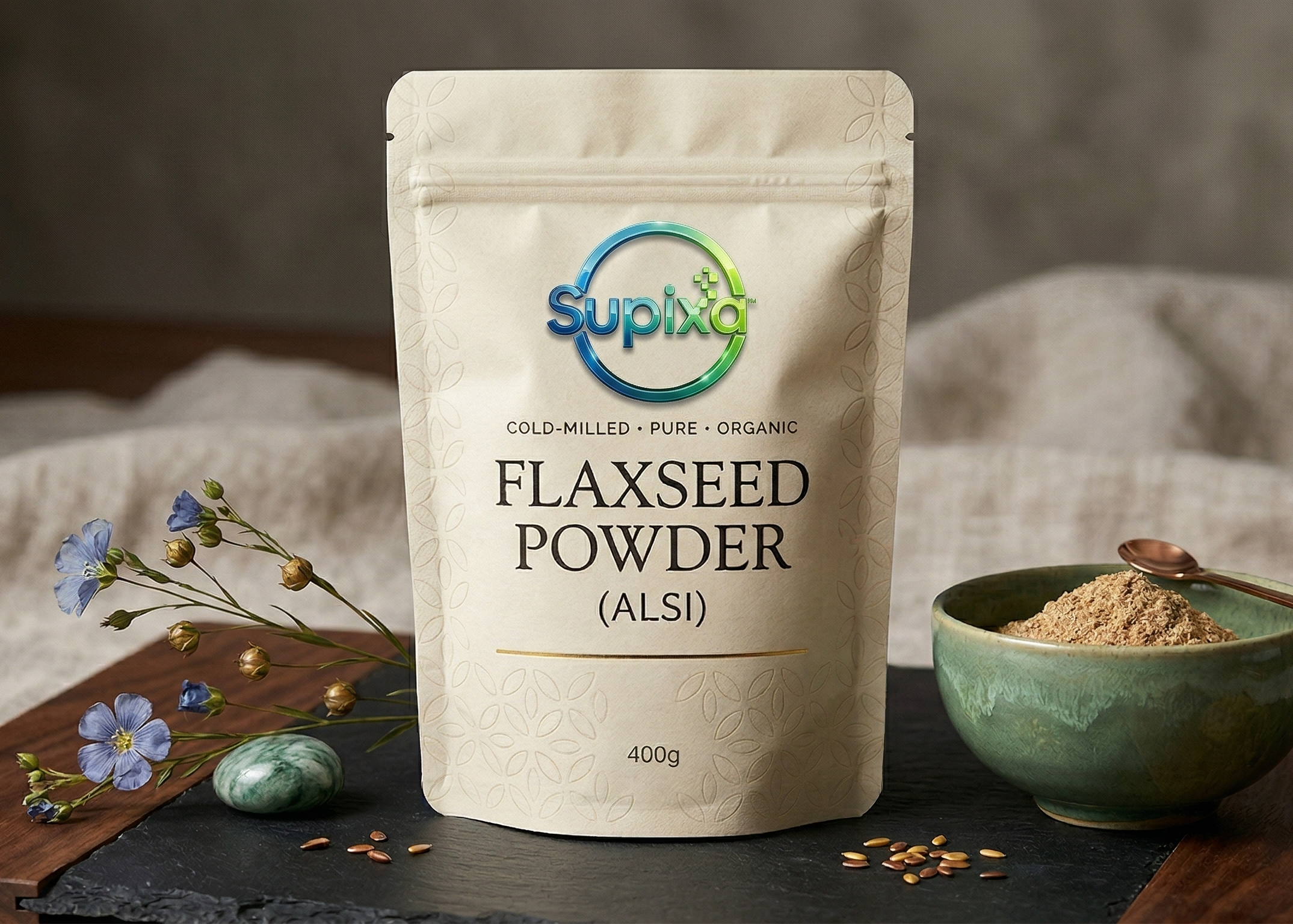 Supixa Premium Flaxseed Powder (Alsi) – Cold-Milled & Pure | 400g