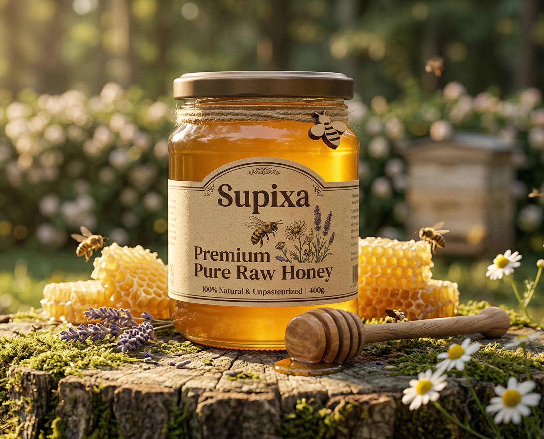 Supixa Premium Pure Raw Honey – 100% Natural & Unpasteurized | 400g