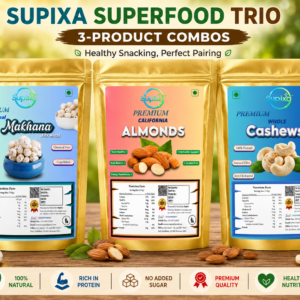 Supixa Superfood Trio: Makhana, Almonds & Cashews Combo – 200g